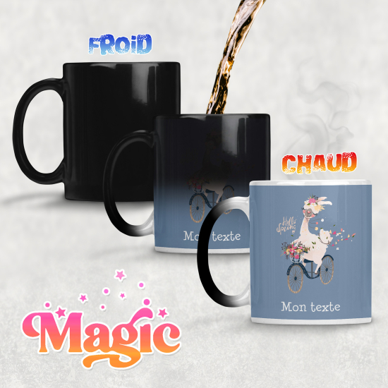 Taza mágica personalizada - Lama en Bicicleta