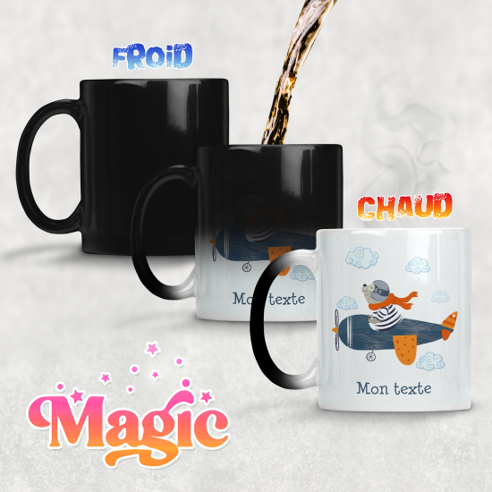 Taza mágica personalizada - Osito Avión