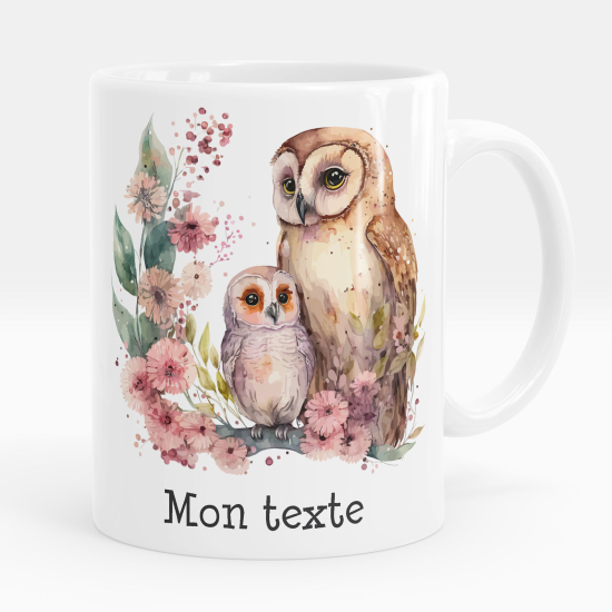 Taza personalizada - Búhos flores