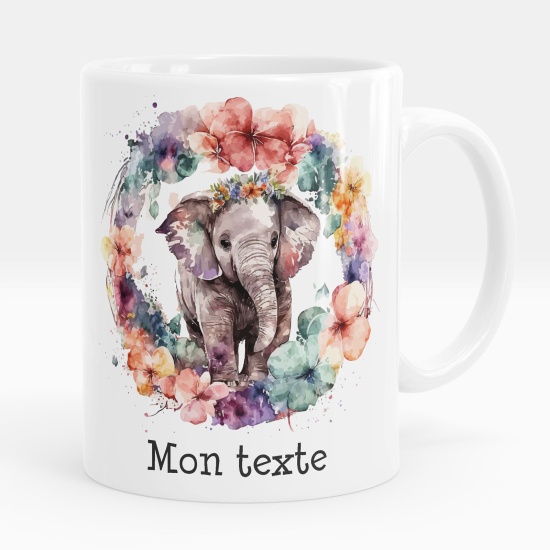 Taza personalizada - Elefante flores