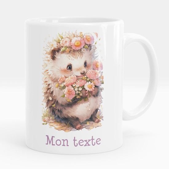 Taza personalizada - Erizo flores