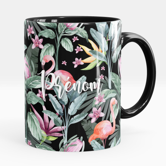 Taza personalizada - Flamencos rosas flores