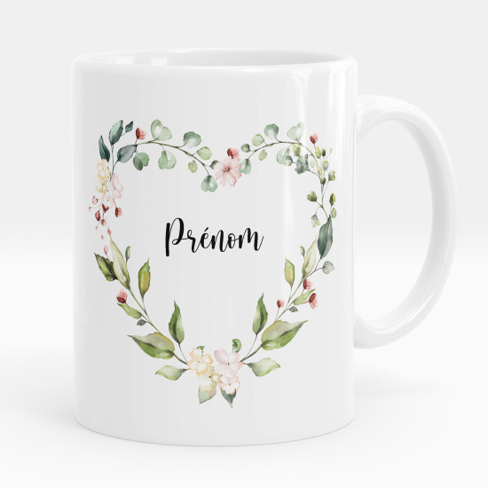 Taza personalizada - Flores corazón