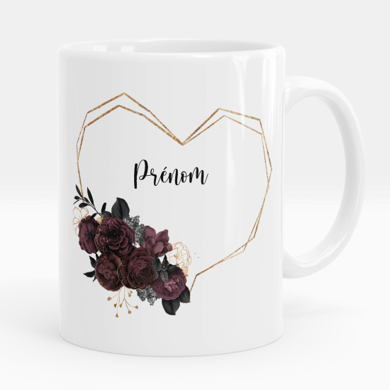 Taza personalizada - Flores corazón