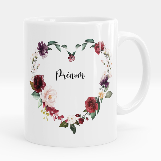 Taza personalizada - Flores corazón