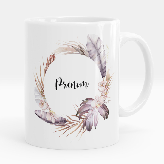 Taza personalizada - Flores plumas