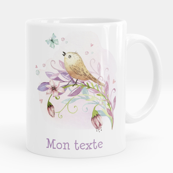 Taza personalizada - Pájaro flores