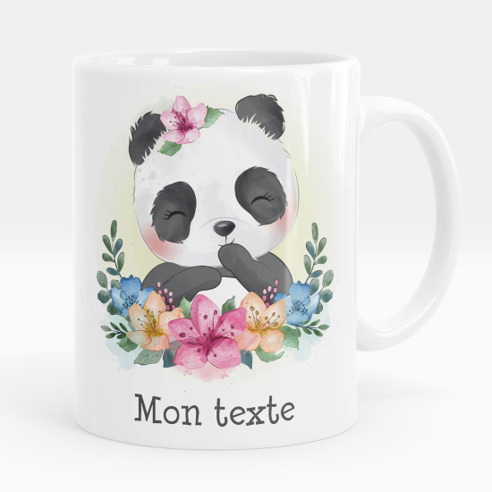 Taza personalizada - Panda flores