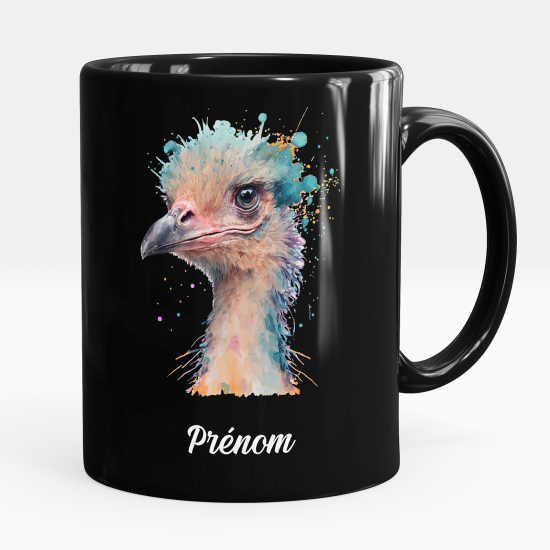 Taza personalizada totalmente negra - Avestruz