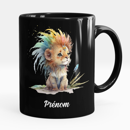 Taza personalizada totalmente negra - Bebé león
