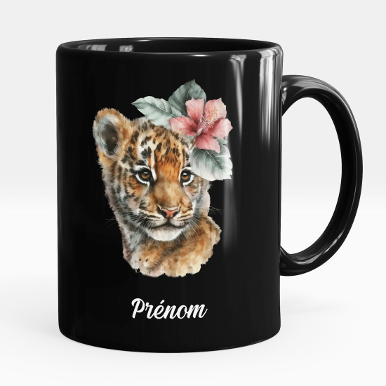 Taza personalizada totalmente negra - Bebé tigre
