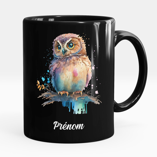 Taza personalizada totalmente negra - Búho