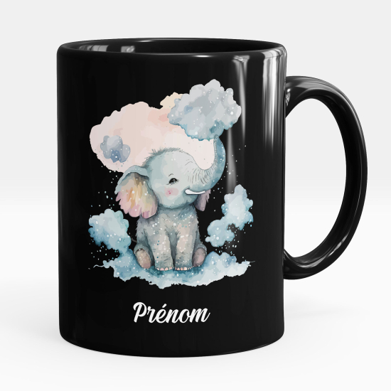 Taza personalizada totalmente negra - Elefante