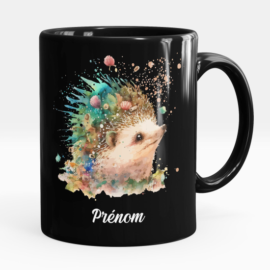 Taza personalizada totalmente negra - Erizo
