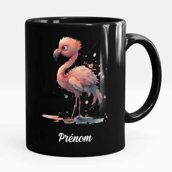 Taza personalizada totalmente negra - Flamenco rosa