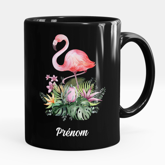 Taza personalizada totalmente negra - Flamenco rosa