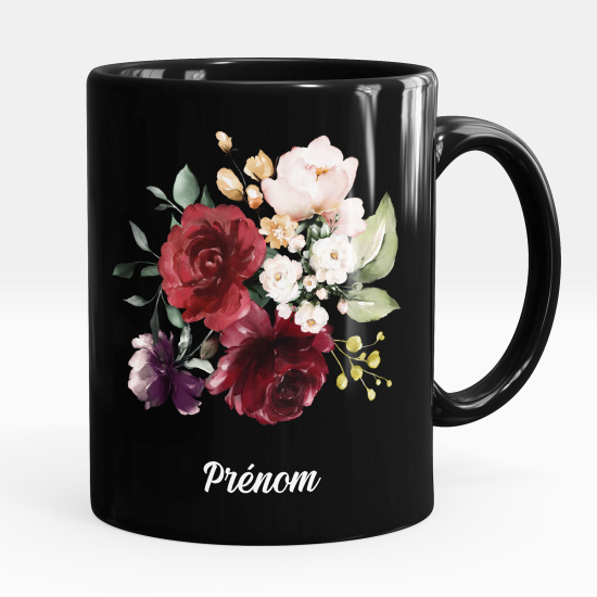 Taza personalizada totalmente negra - Flores
