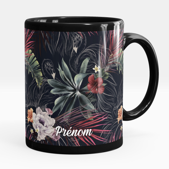Taza personalizada totalmente negra - Flores