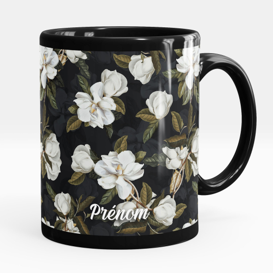 Taza personalizada totalmente negra - Flores