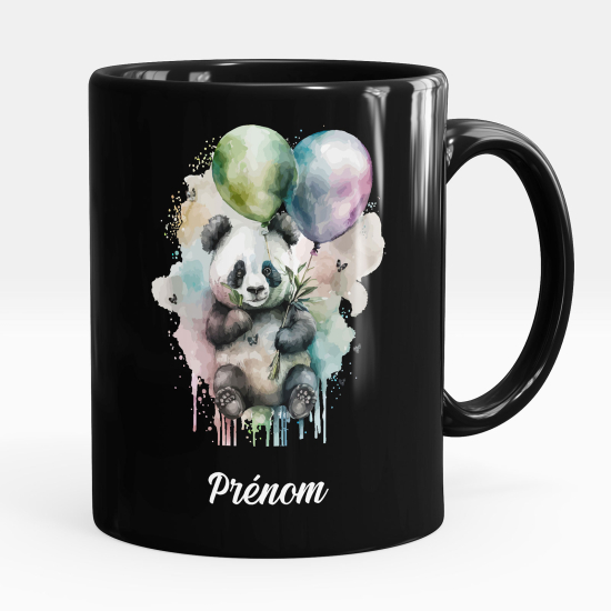 Taza personalizada totalmente negra - Globos de panda