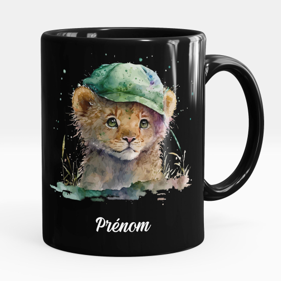 Taza personalizada totalmente negra - Gorra de bebé tigre