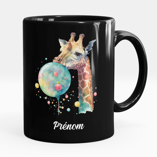Taza personalizada totalmente negra - Jirafa