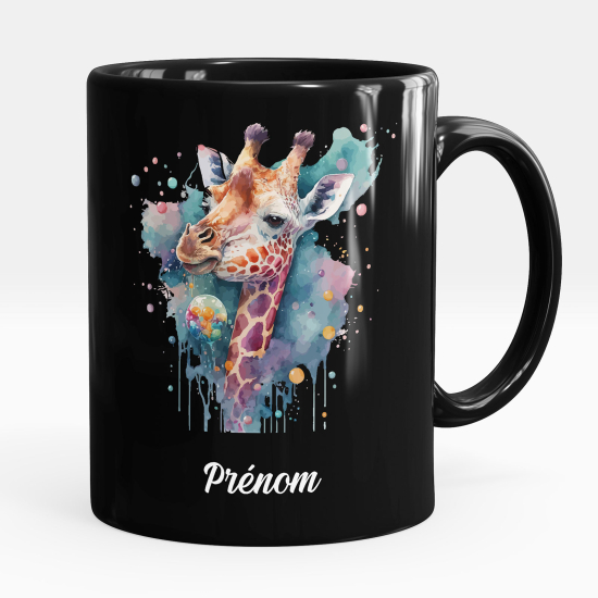 Taza personalizada totalmente negra - Jirafa