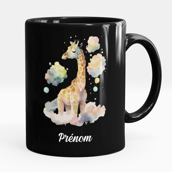 Taza personalizada totalmente negra - Jirafa nube