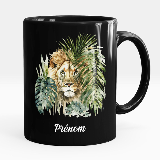 Taza personalizada totalmente negra - León