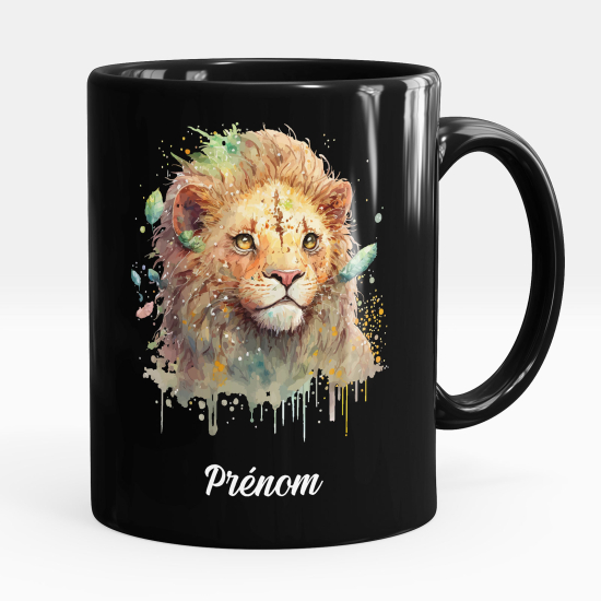 Taza personalizada totalmente negra - León