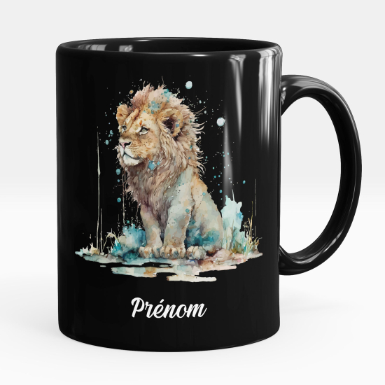 Taza personalizada totalmente negra - león