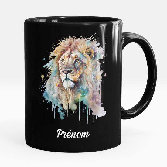 Taza personalizada totalmente negra - León