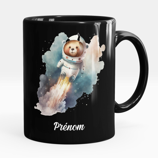 Taza personalizada totalmente negra - Osito astronauta