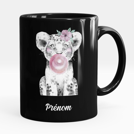 Taza personalizada totalmente negra - Tigre burbuja