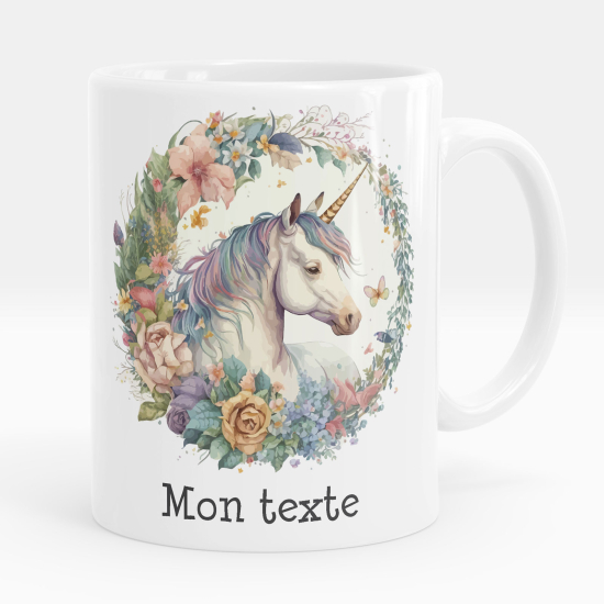 Taza personalizada - Unicornio flores