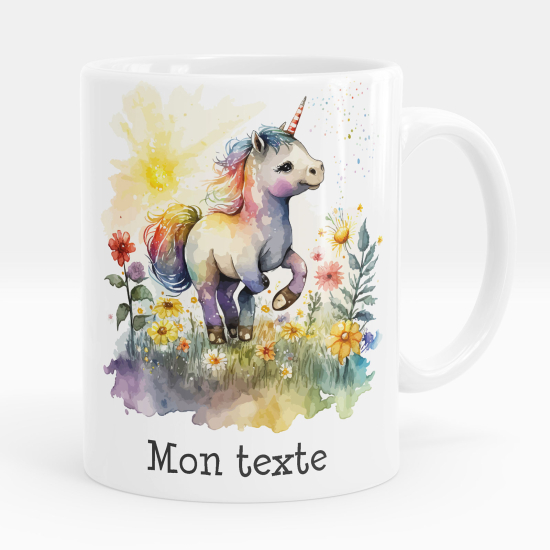 Taza personalizada - Unicornio flores