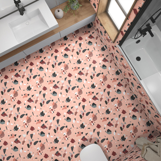 Vinilo Adhesivo antideslizante para baldosas  - Motivo Terrazzo