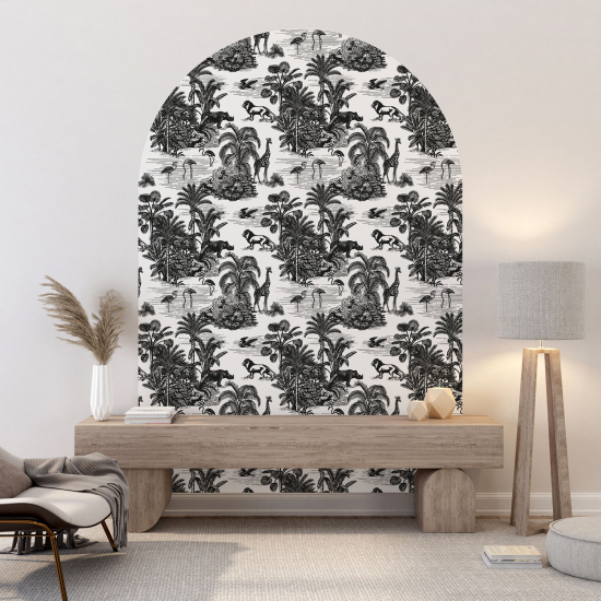 Vinilo Adhesivo Decorativo Arco - Animales de la jungla