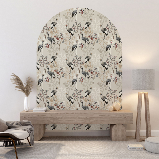 Vinilo Adhesivo Decorativo Arco - Flores Pájaros