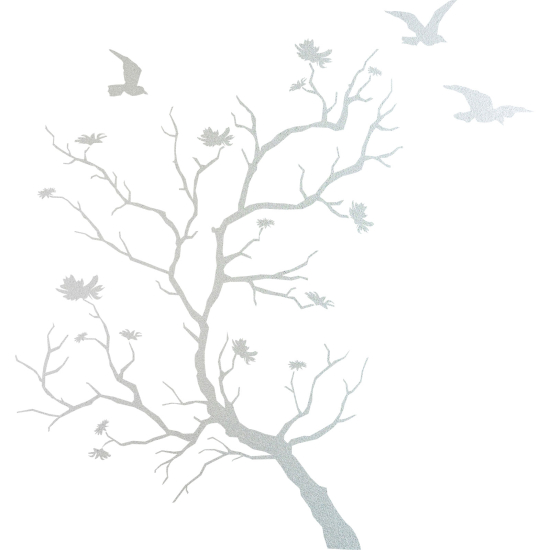 Vinilo Adhesivo Decorativo esmerilado - Árbol Pájaros