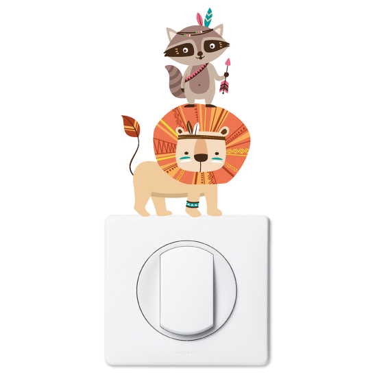 Vinilo Adhesivo Decorativo para interruptores - Animales indios