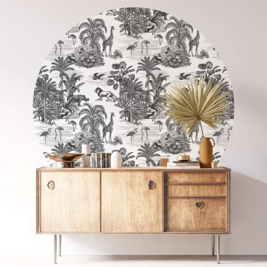 Vinilo Adhesivo Decorativo Redondo - Animales de la jungla