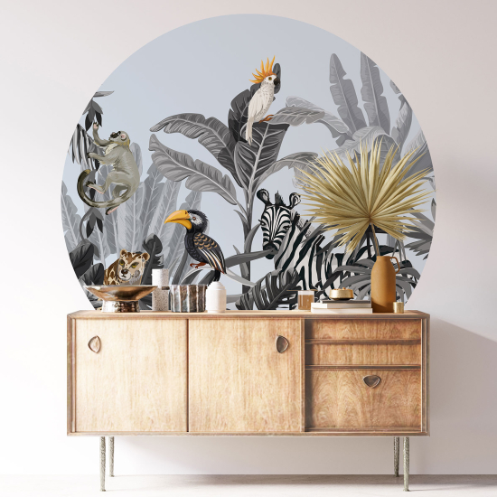 Vinilo Adhesivo Decorativo Redondo - Animales de la jungla