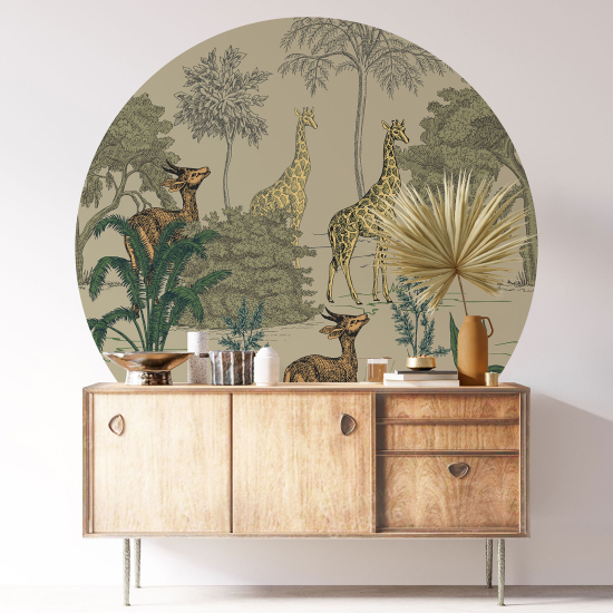 Vinilo Adhesivo Decorativo Redondo - Animales de la jungla