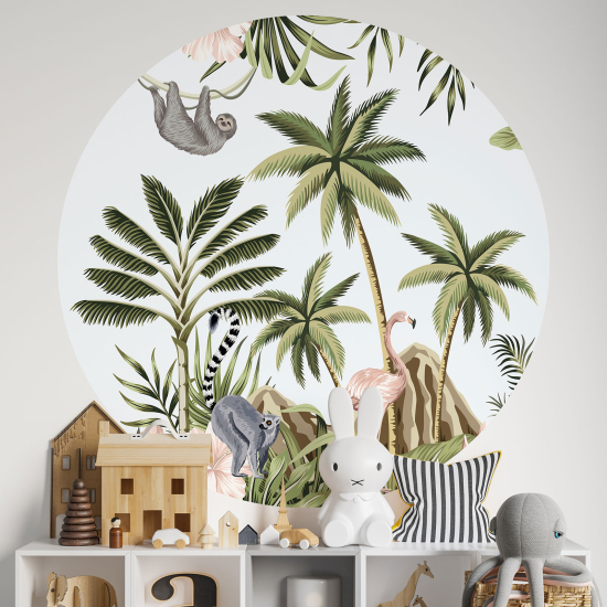 Vinilo Adhesivo Decorativo Redondo para niños - Infantiles - Animales de la Jungla