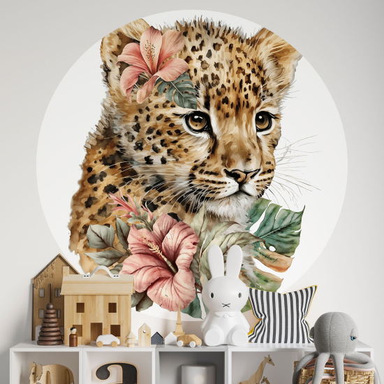 Vinilo Adhesivo Decorativo Redondo para niños - Infantiles - Bebé Leopardo