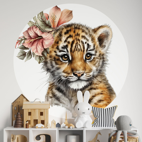 Vinilo Adhesivo Decorativo Redondo para niños - Infantiles - Bebé Tigre