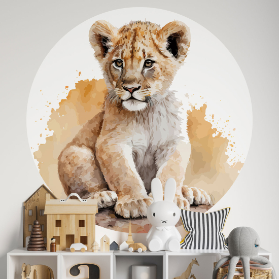 Vinilo Adhesivo Decorativo Redondo para niños - Infantiles - Cachorro de león