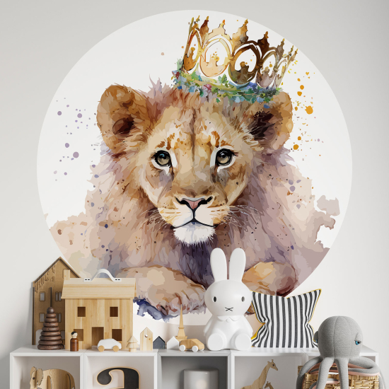 Vinilo Adhesivo Decorativo Redondo para niños - Infantiles - Cachorro de león