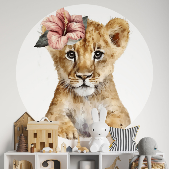 Vinilo Adhesivo Decorativo Redondo para niños - Infantiles - Cachorro de león